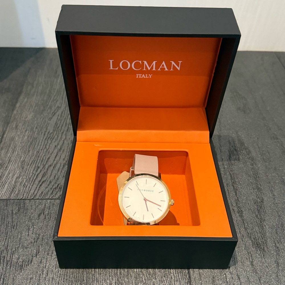 Locman Italy Watch with Leather Strap and Gold Dial